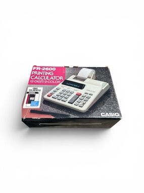 Casio FR-2600 Printing Calculator in White, Gray and Pink Accent